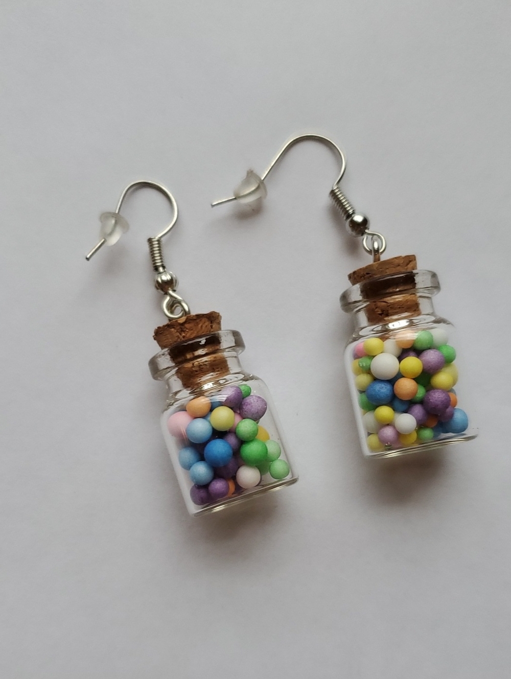 Faux Bubble Gum Mini Glass Cork Pierced Earrings NWOT